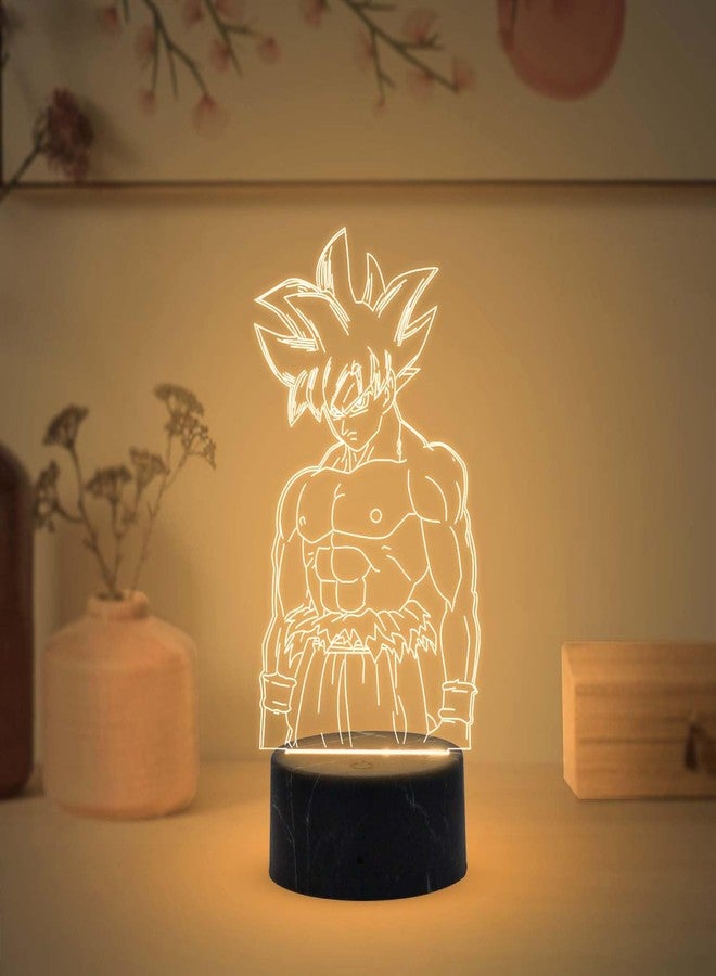 GIFTMEBAZAR مصباح طاولة LED ثلاثي الأبعاد بتصميم أنمي من GIFTMEBAZAR، بإضاءة بيضاء دافئة ويعمل بمنفذ USB | هدية لمحبي الأنمي | هدية عيد ميلاد لمحبي الأنمي | مصباح ديكور منزلي مستوحى من الأنمي (DragonBallZ369 (Goku)) - Image 1
